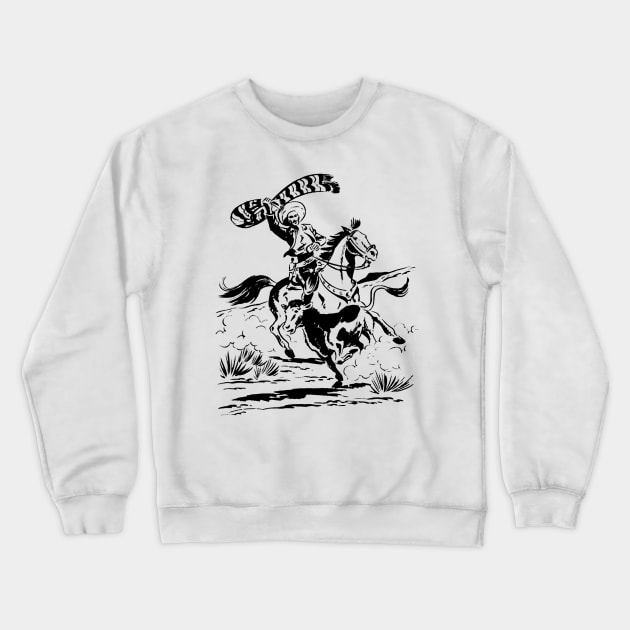 No Background Ink Black Rodeo Western Retro Comic Crewneck Sweatshirt by REVISTANGO